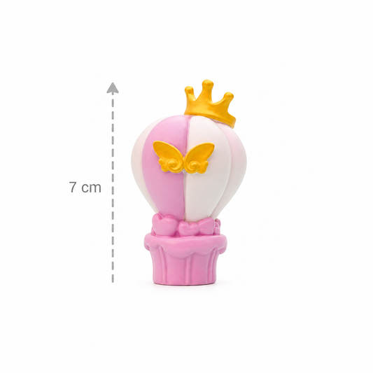 Pembe Uçan Balon Biblo – Kelebek Detaylı Mini Dekoratif Obje 7 cm