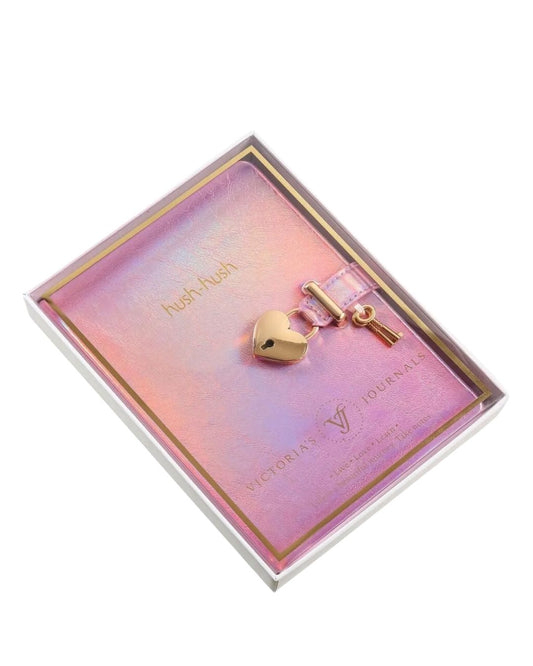 Kalp Kilitli Hologramlı Hatıra Defteri – Pembe