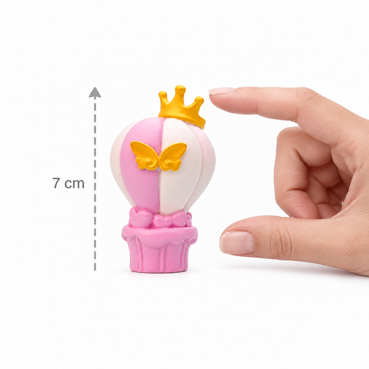 Pembe Uçan Balon Biblo – Kelebek Detaylı Mini Dekoratif Obje 7 cm