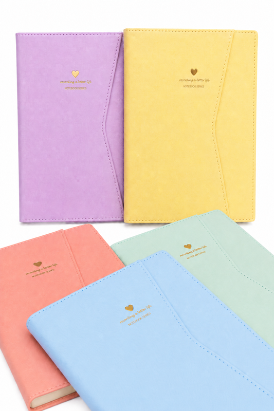 A5 Pastel Renkli Cepli Deri Dokulu Defter