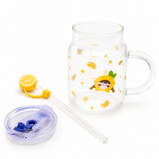 Meyveli Cam Pipetli Bardak