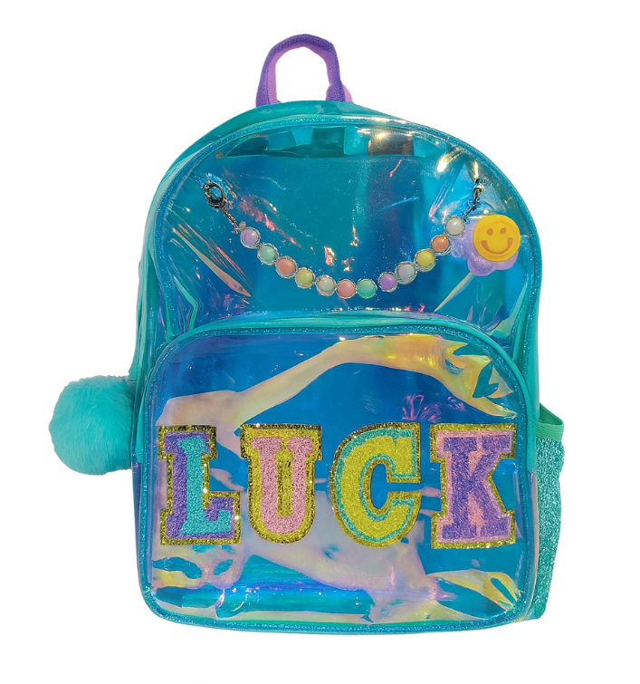 LUCK Yazılı Işıltılı Turkuaz Çocuk Sırt Çantası 🍀